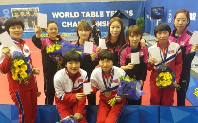 Peace and Sport et l’ITTF ont rassemblé l’équipe féminine coréenne unifiée de tennis de table pour une photo #WhiteCard